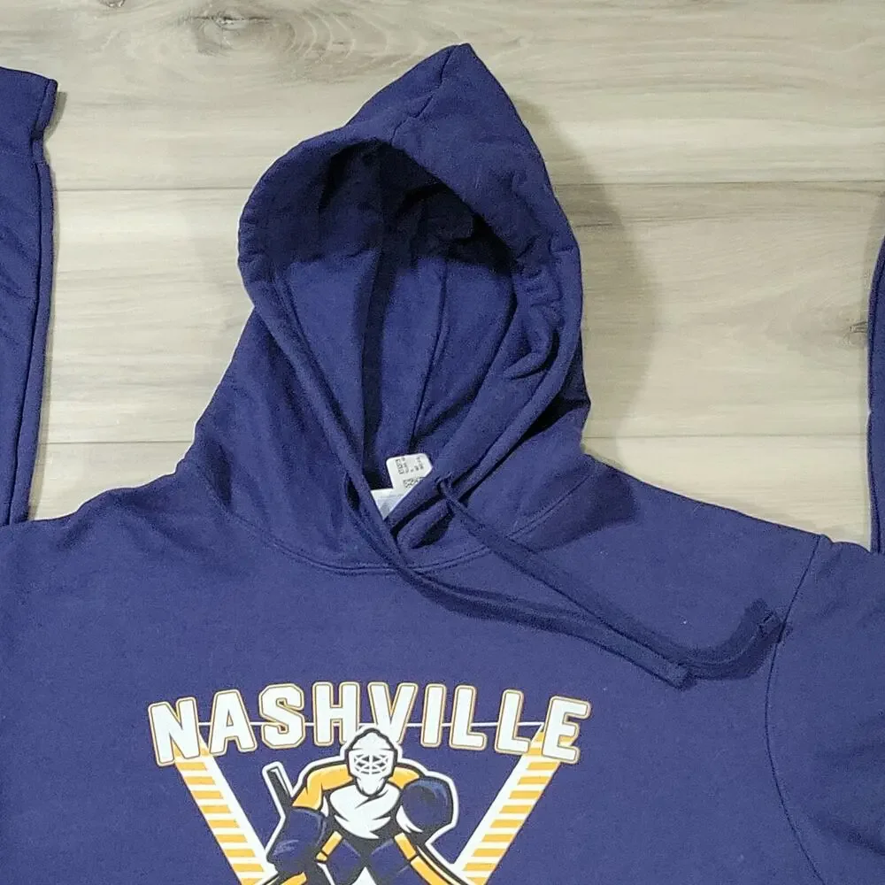 Nashville Predators Sweater Men's Large Navy Blue Gold Pullover Hoodie New